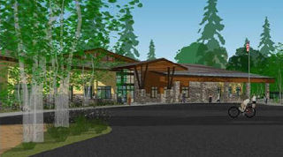 A computer rendering of the front entrance to the new Robert Frost Elementary School.