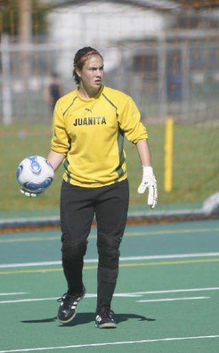 Juanita goalkeeper Katherine Boone.