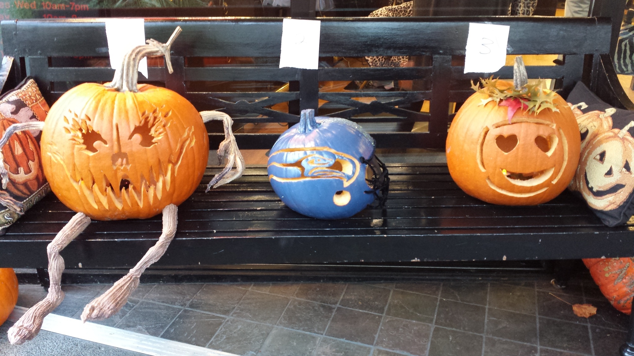 Entries from last year’s Bombaii Cutters Carving Contest are on display. Submitted photo