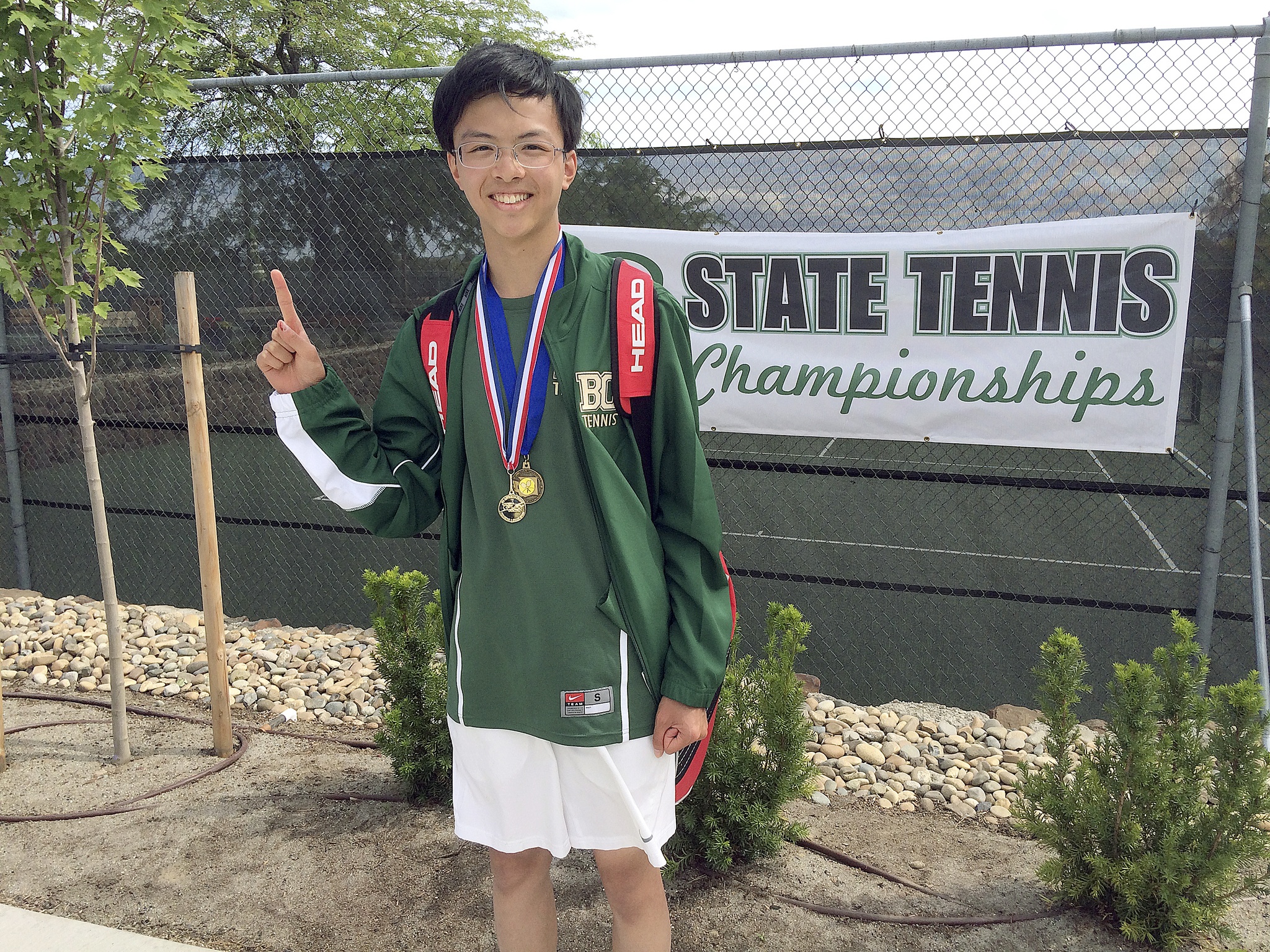 The Bear Creek School senior Caleb Ji won the state singles tennis title in Yakima. Courtesy of Chad Pohlman