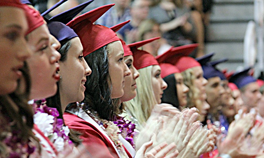 Juanita High School graduates prepare to receive their diplomas. Kathryn Reith/LWSD
