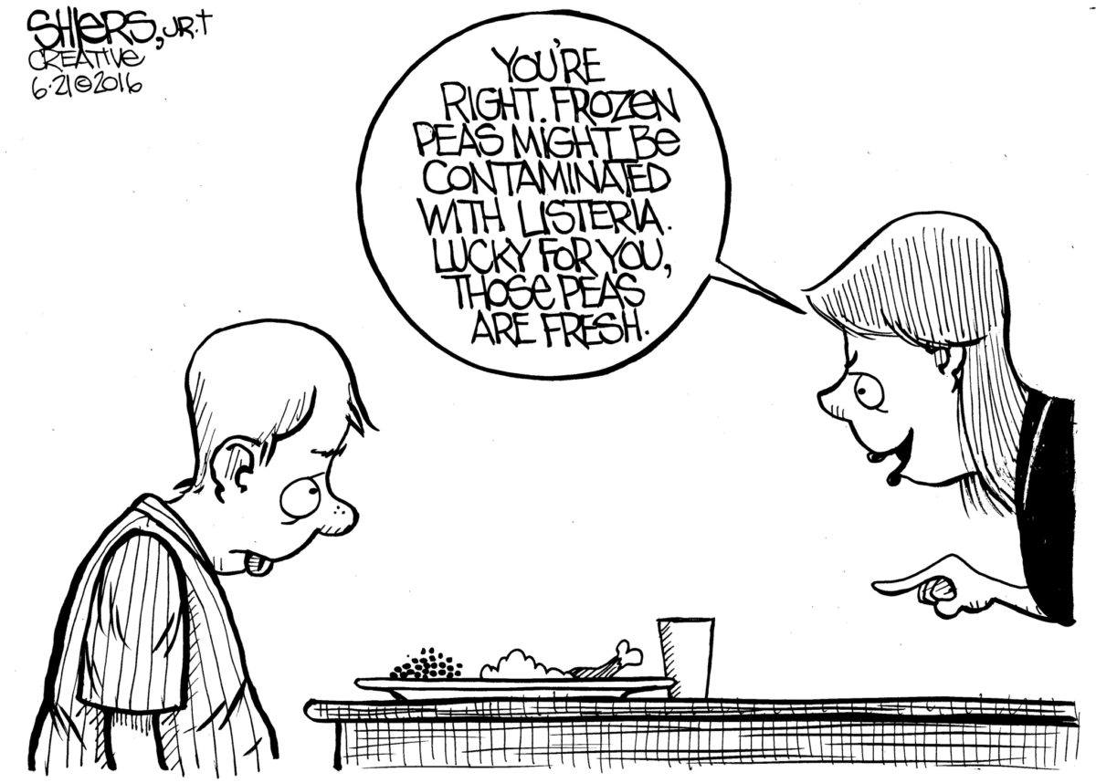 Frozen peas might be contaminated with listeria Cartoon Kirkland Reporter