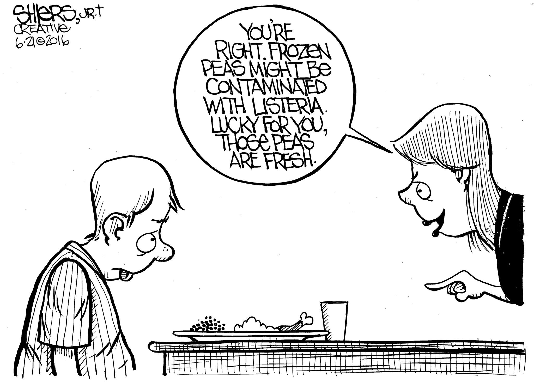 Frozen peas might be contaminated with listeria Cartoon Kirkland