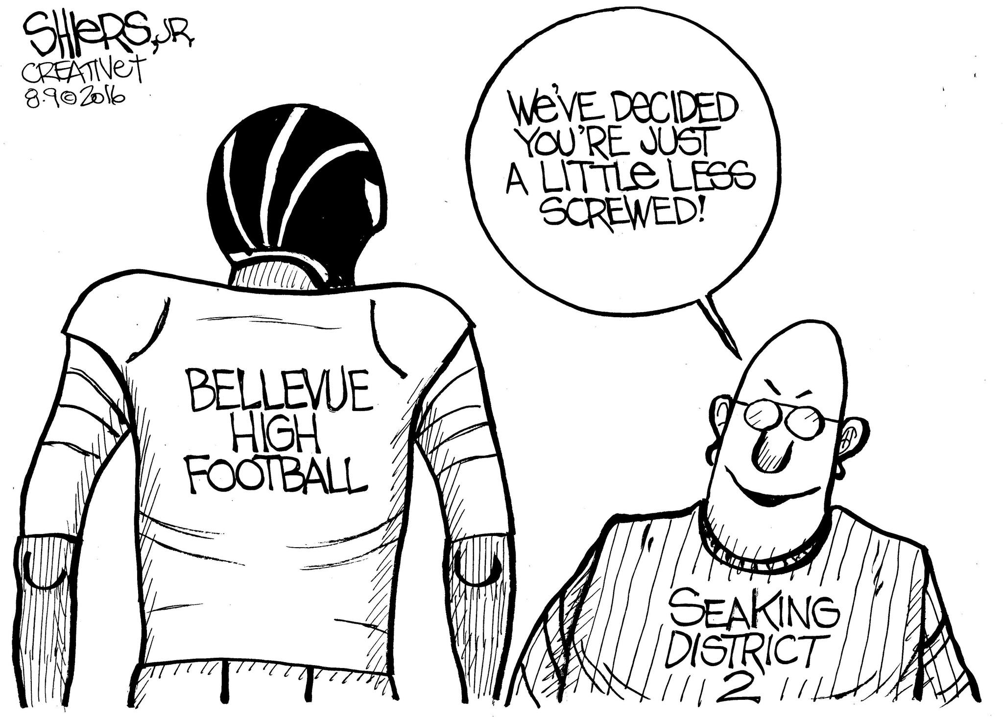 Bellevue High School football sanctions | Cartoon for Aug. 12 - Frank Shiers