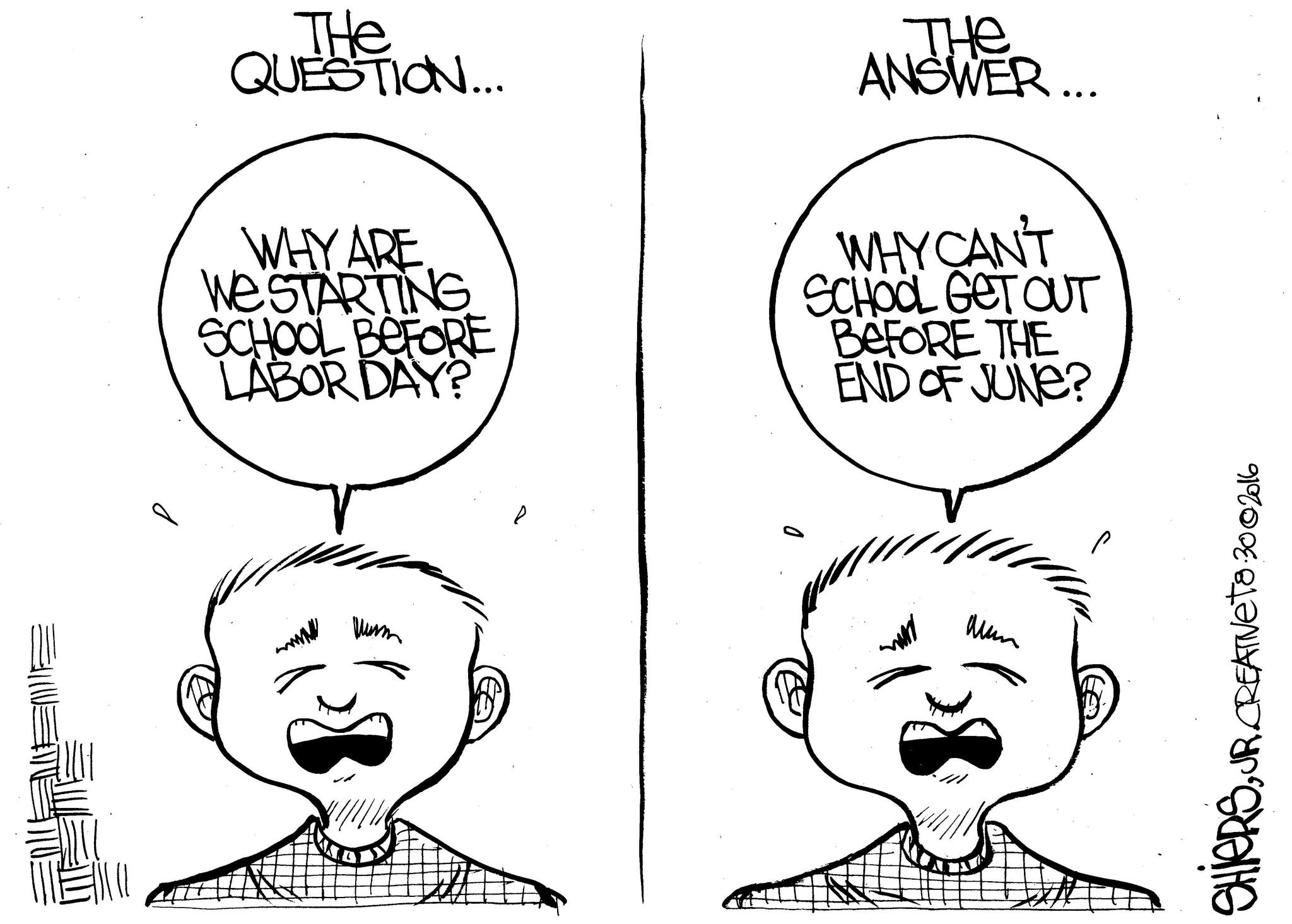 Why are we starting school before Labor Day? | Cartoon for Sept. 1 - Frank Shiers