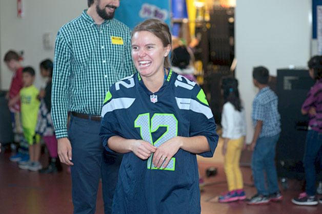 Ben Franklin Elementary School teacher Emily Morgan was honored by the Seahawks and Symetra.