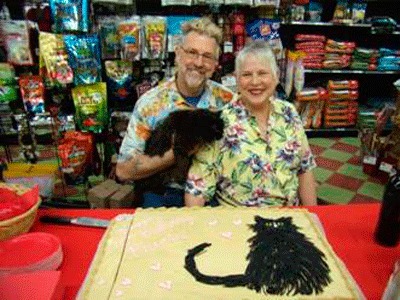 Dooley’s Dog House owners Chuck and Marti Bartlett threw a 20th birthday celebration for resident kitty