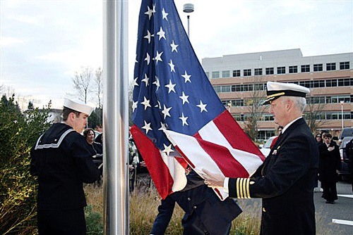 A large group of Evergreen’s military veterans