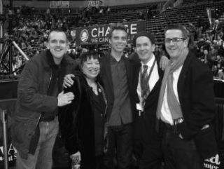 Brothers Joe (left) Jake (second from right) and Jon (far right) Bergevin introduced their music video in front of 21