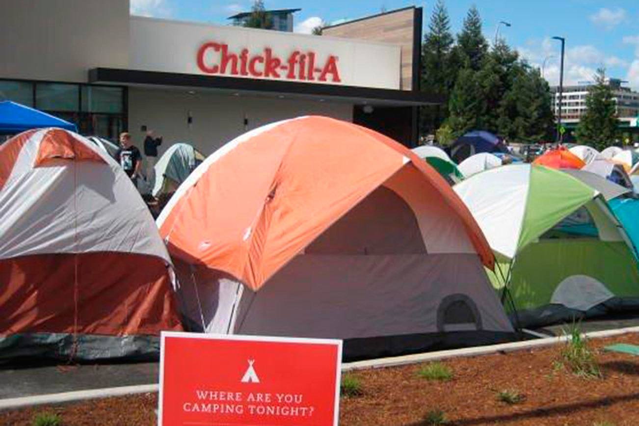 Fans of Chick-Fil-A camp out during grand opening events, as they did in Bellevue last year. Reporter file Photo