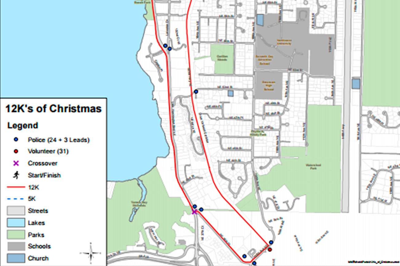 12K’s of Christmas Holiday Run street closures, Dec. 18
