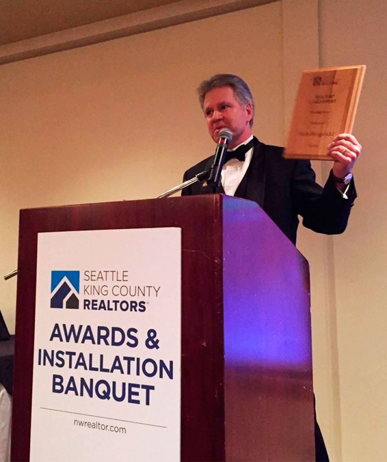 Kirkland resident Rich Bergdahl was among 11 individuals singled out for special honors at the 2016 Installation and Awards Banquet of the Seattle King County Realtors. Contributed photo