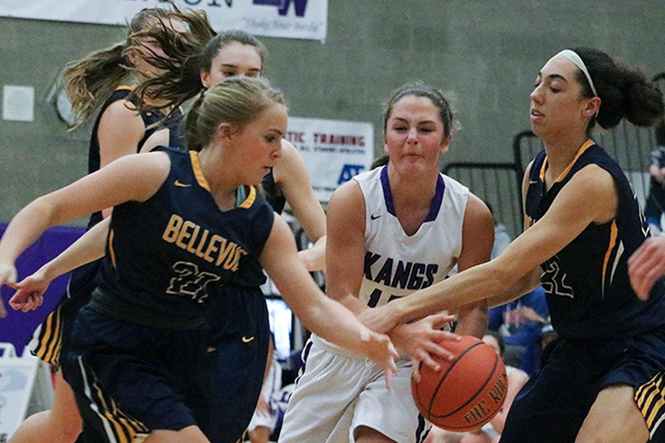 Short-handed Lake Washington girls fade in loss to Bellevue