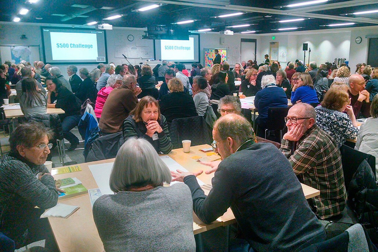 Kirkland residents participate in the “For the Love of Kirkland” workshop on Jan. 23 at Google. CATHERINE KRUMMEY/Kirkland Reporter