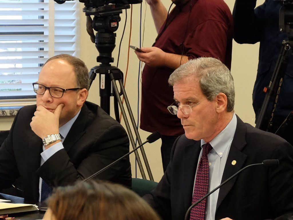 Rep. Roger Goodman (D-Kirkland), left, listen to testimony in Olympia. Contributed photo