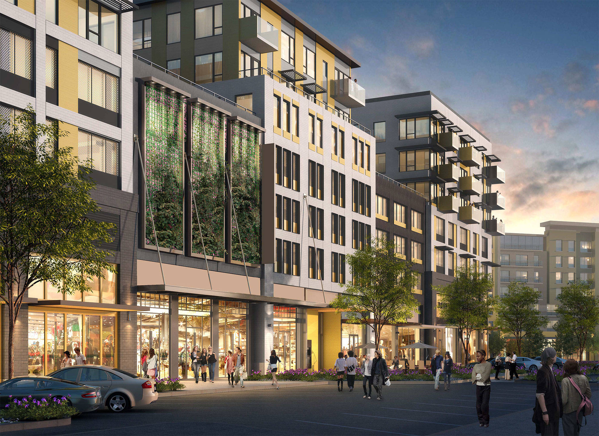 An artist’s rendering shows what the Village at Totem Lake, a mixed-use development including retail and residential space, is planned to look like. CenterCal/Submitted art