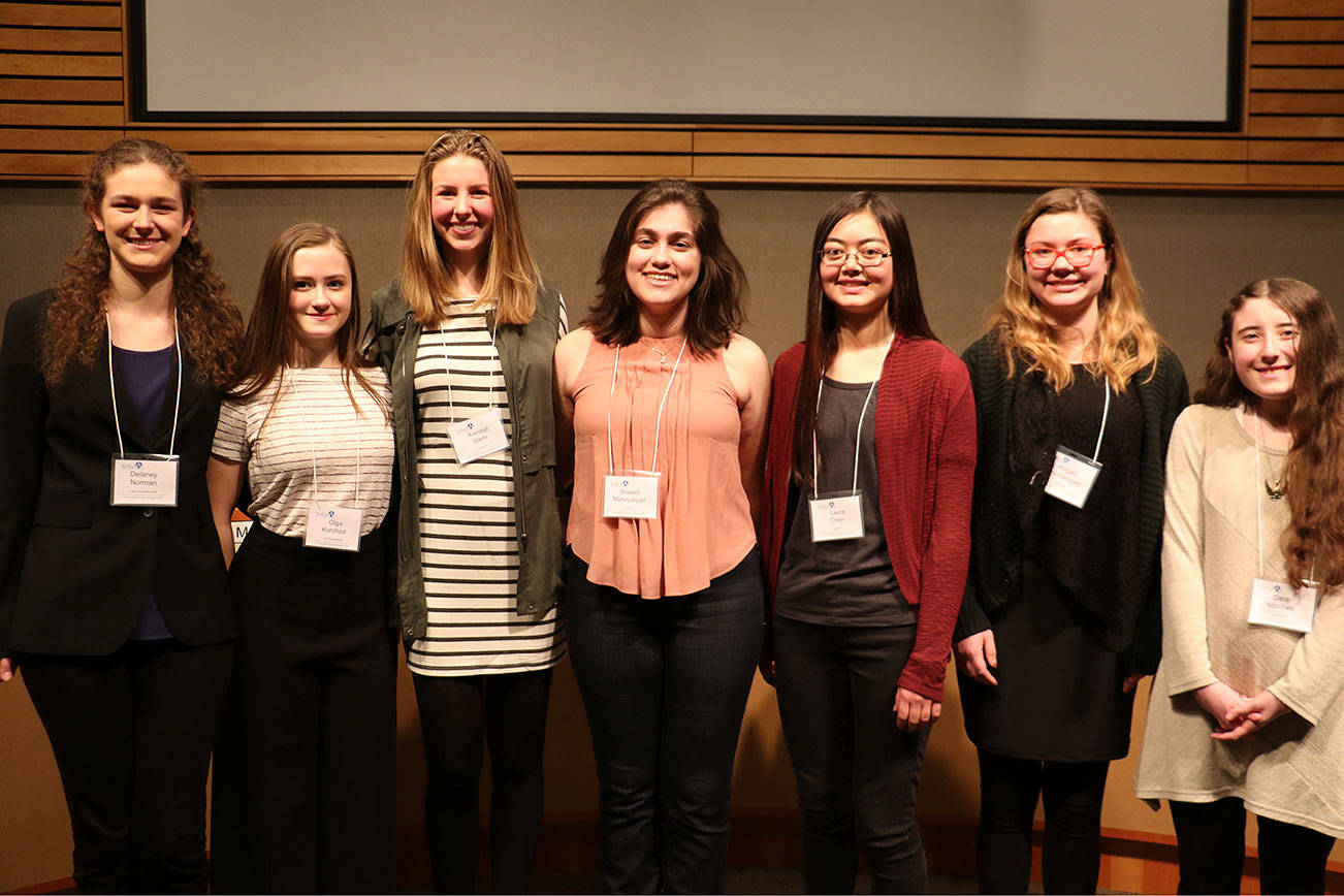 he STEM honorees who reside in Kirkland are, from left, Delaney Norman, Olga Korohod, Kendall Stern, Shawdi Mehrvazan, Laura Chen, Abigail Prendergast, and Dara Nitschke. Jun Tu was unable to attend the reception. Contributed photo