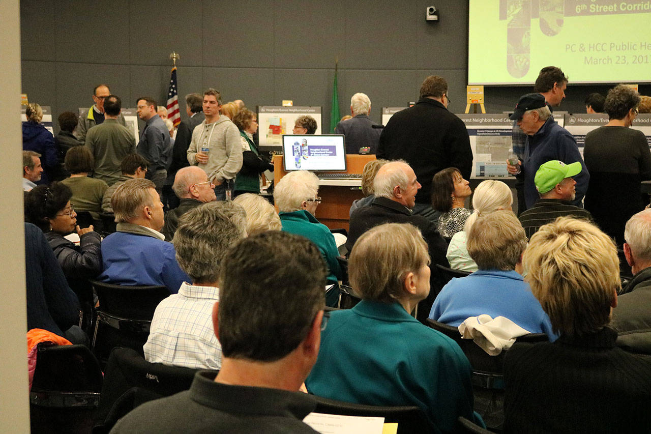 Stakeholders participate in an open house on possible zoning code amendments for the Houghton/Everest Neighborhood Center. CATHERINE KRUMMEY / Kirkland Reporter