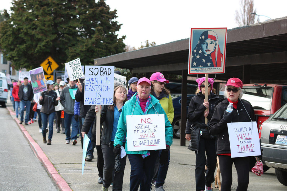 Participants in the Eastside March for Justice walk along Lake Washington Boulevard. MATT PHELPS / Kirkland Reporter