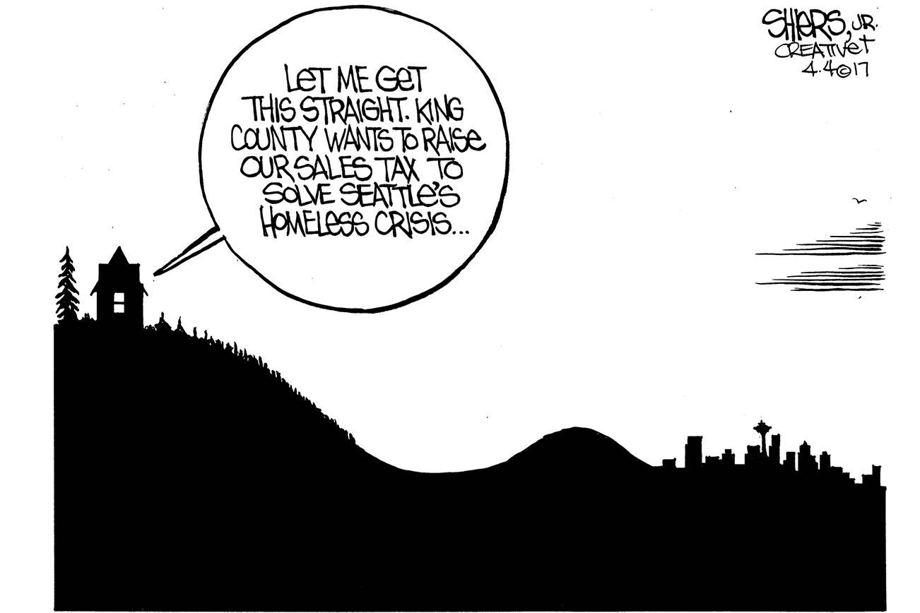 Raise sales tax to pay for Seattle’s homeless | Cartoon for April 11 - Frank Shiers