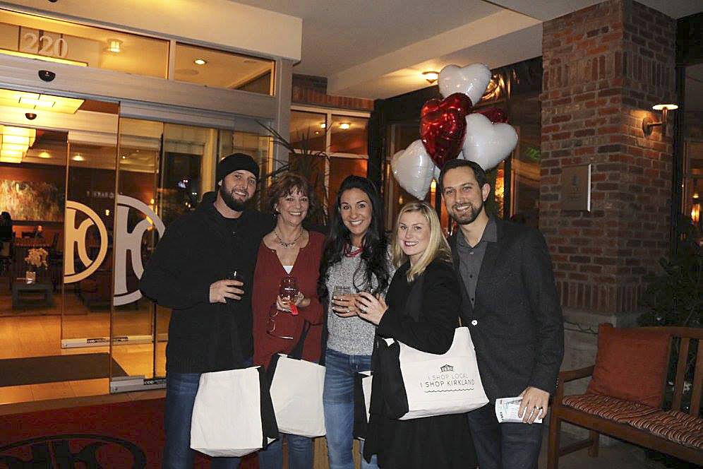 The first 2017 Kirkland Wine Walk was held on Feb. 10, with an “I Heart Kirkland” theme just in time for Valentine’s Day. Photo courtesy of Kirkland Downtown Association