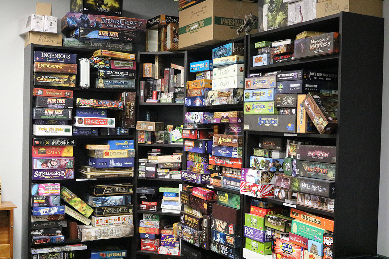 The board game library at Verne & Wells is extensive. CATHERINE KRUMMEY / Kirkland Reporter