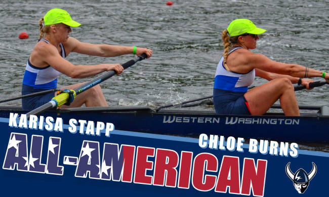 Western Washington University rowers Chloe Burns (right) — a 2014 Lake Washington High graduate — and Karisa Stapp have snagged All-American honors. Stapp is a 2014 Mount Baker High graduate. They will be seniors next year. Courtesy of Western Washington University
