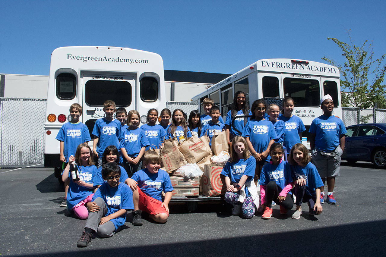 Evergreen Academy students donate 259 pounds of food, other items for Hopelink