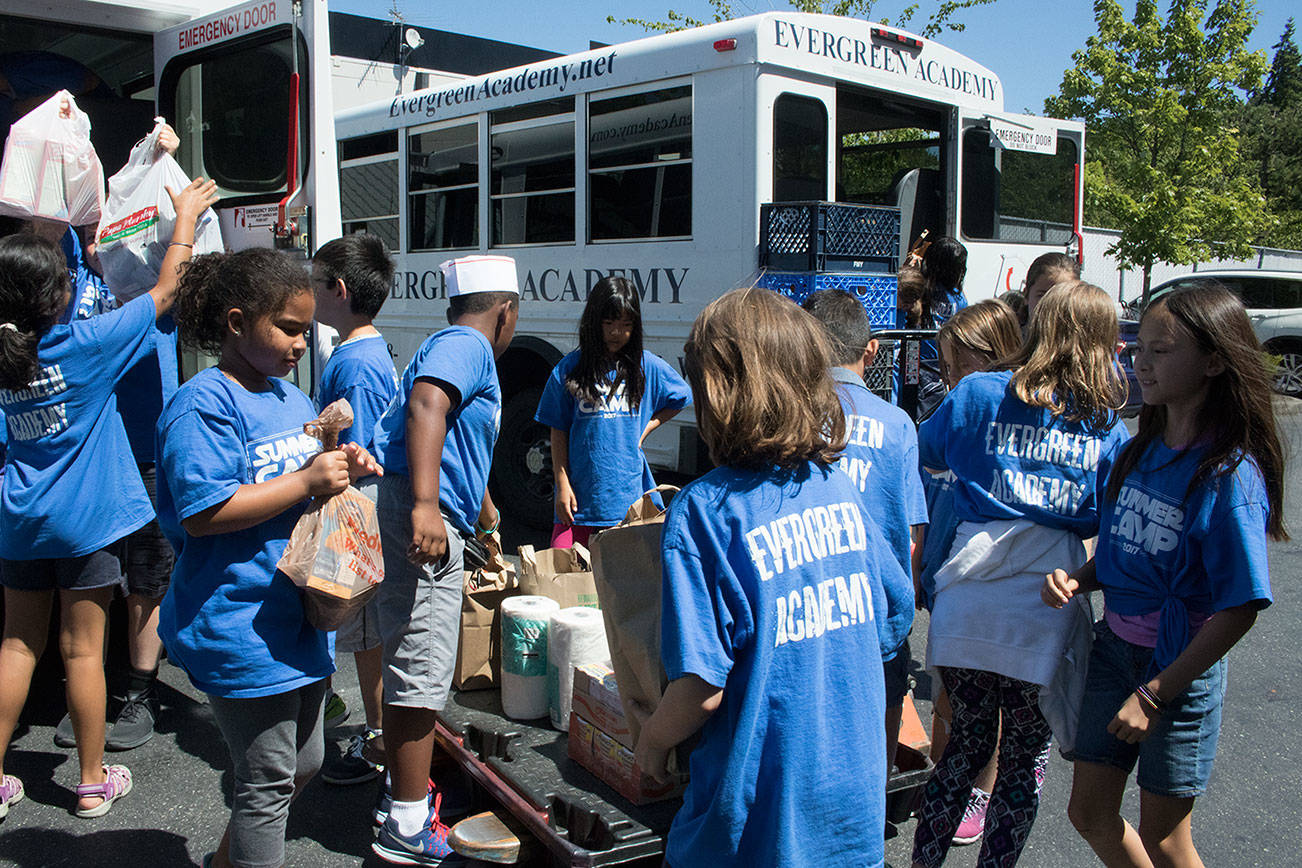 Evergreen Academy students donate 259 pounds of food, other items for Hopelink