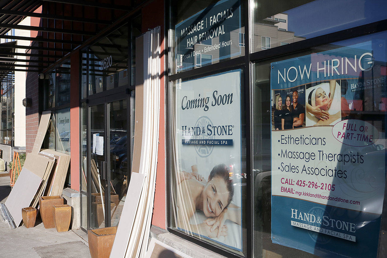 The exterior of the new Hand & Stone Massage and Facial Spa. The location is still under renovations at the former Massage Envy location in Juanita Village. Kailan Manandic, Kirkland Reporter