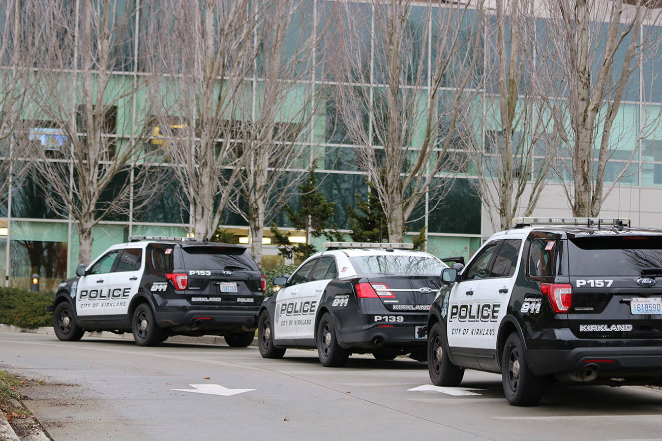 Police respond to staff 911 calls at EvergreenHealth in Kirkland.&lt;em&gt; Andy Nystrom, Redmond Reporter&lt;/em&gt;