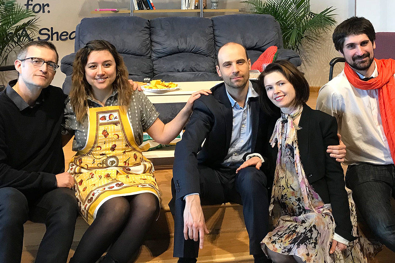 (Left to right) Jérôme Vasseur, Katya Samoylenko, Julien Bouetard, Clarisse Podalin, Cédric Barnet will all star in the Les Seagulls production, “Le Prénome.”Photo courtesy of Sébastien Plisson