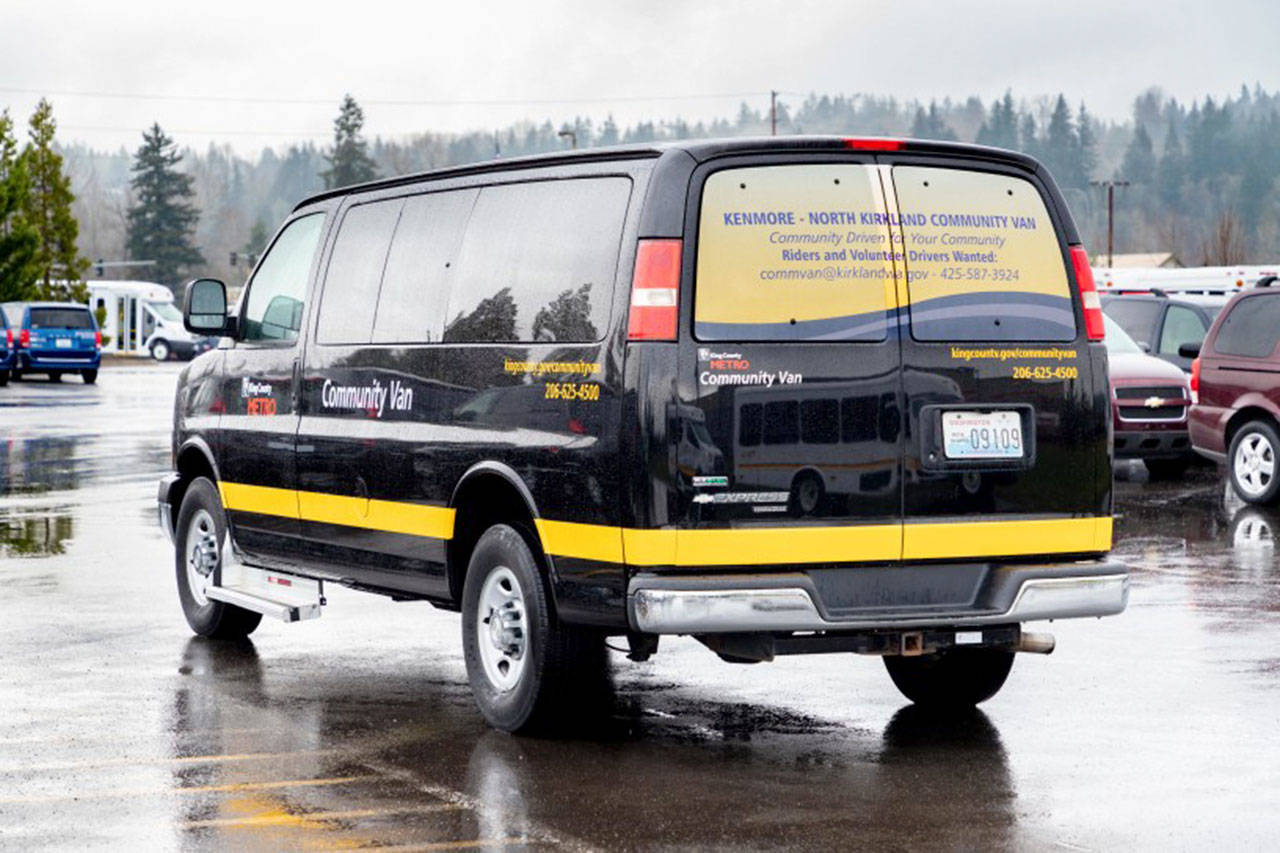 A new community van provides shared rides, either one-time or recurring, to popular destinations and are available throughout the day, evening and on weekends. Photo courtesy of King County Metro