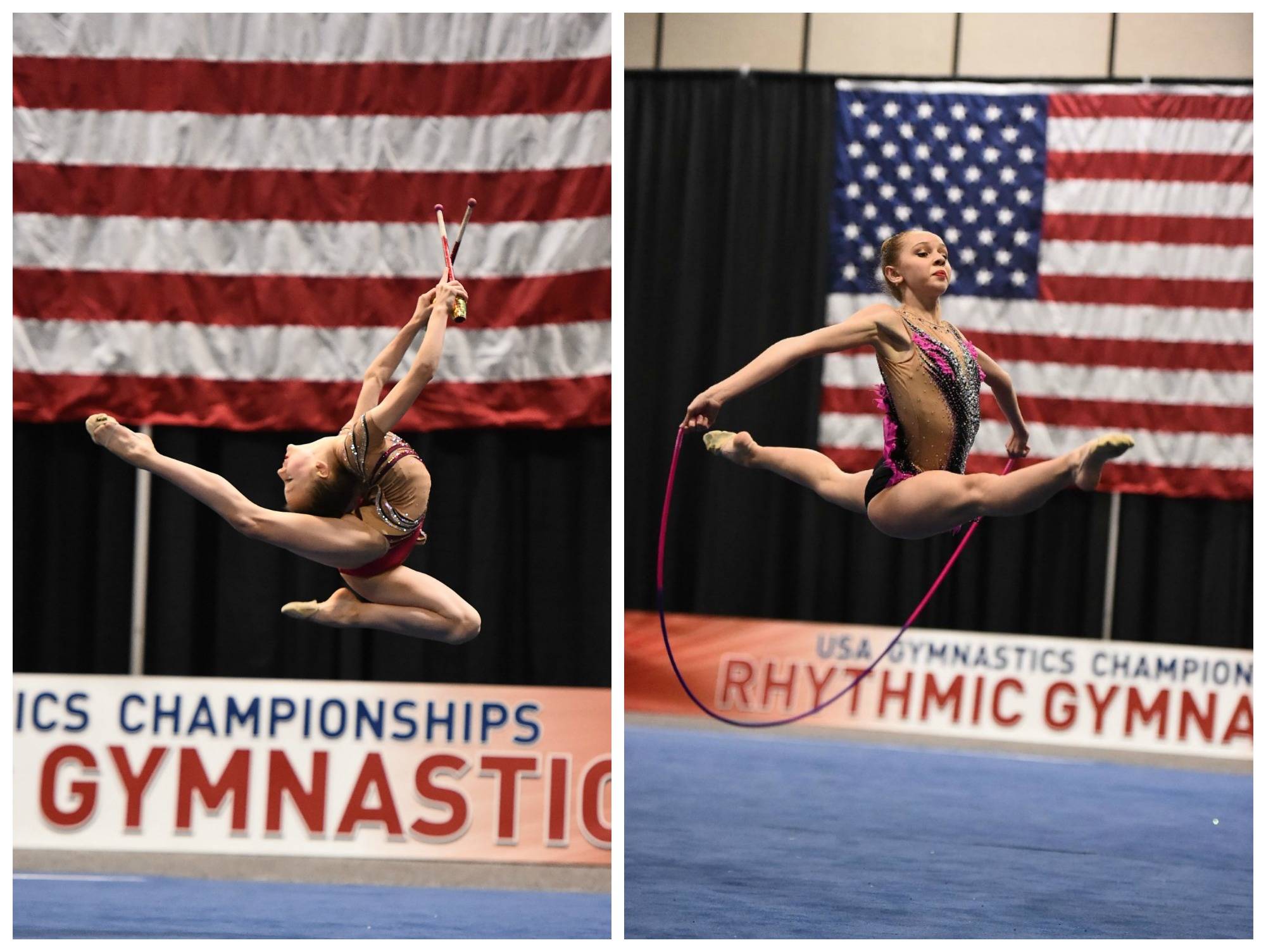 Deanna Georgieva, left, and Anna Braginskaya perform their routines. Photos courtesy of Team Photo
