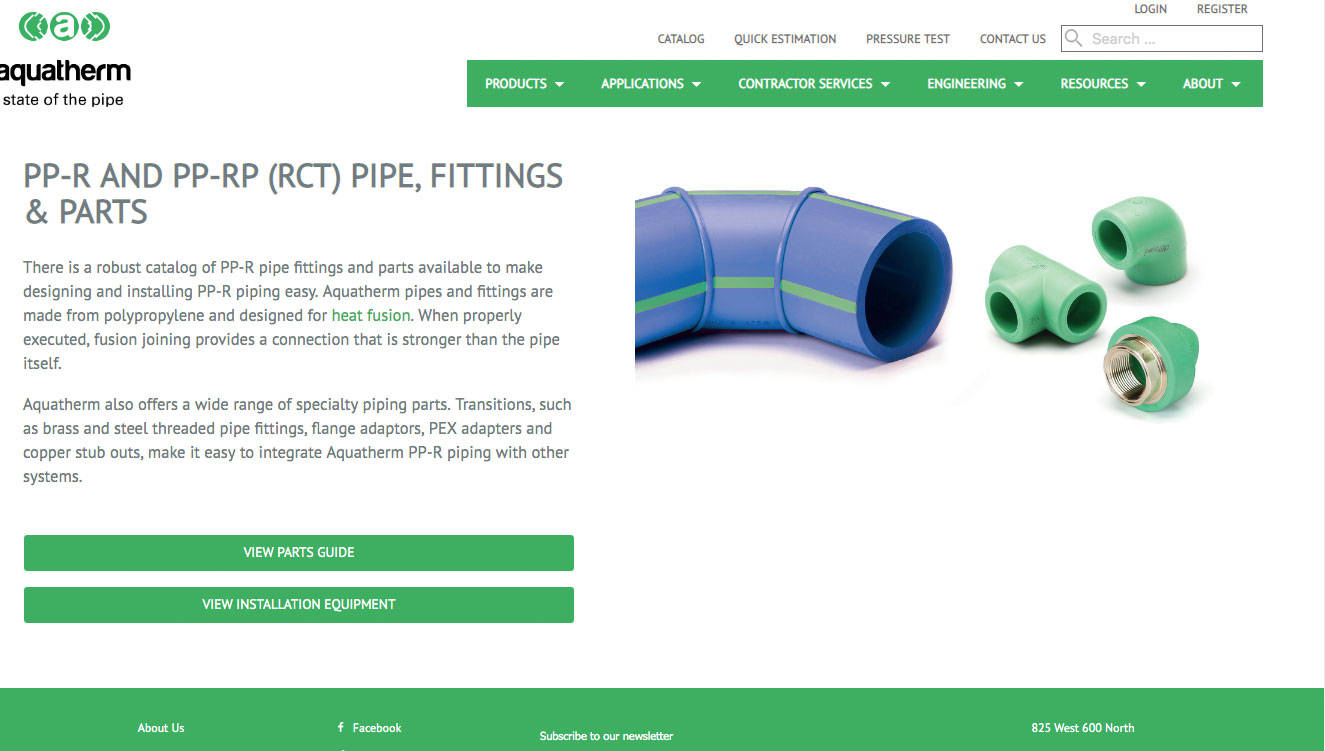 Screenshot from Aquatherm’s website showing an example of the company’s piping.