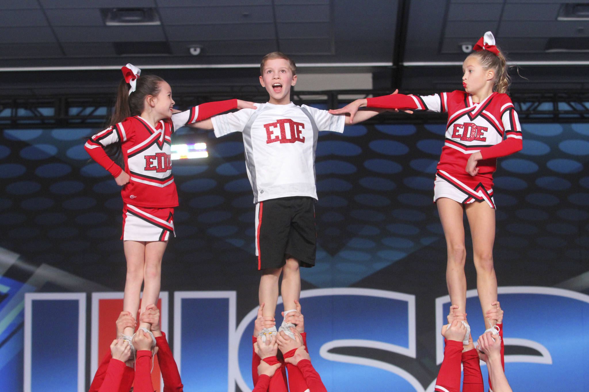 Eastside Dream Elite cheerleaders compete at a competition last February. Photo courtesy of Anne Christiansen