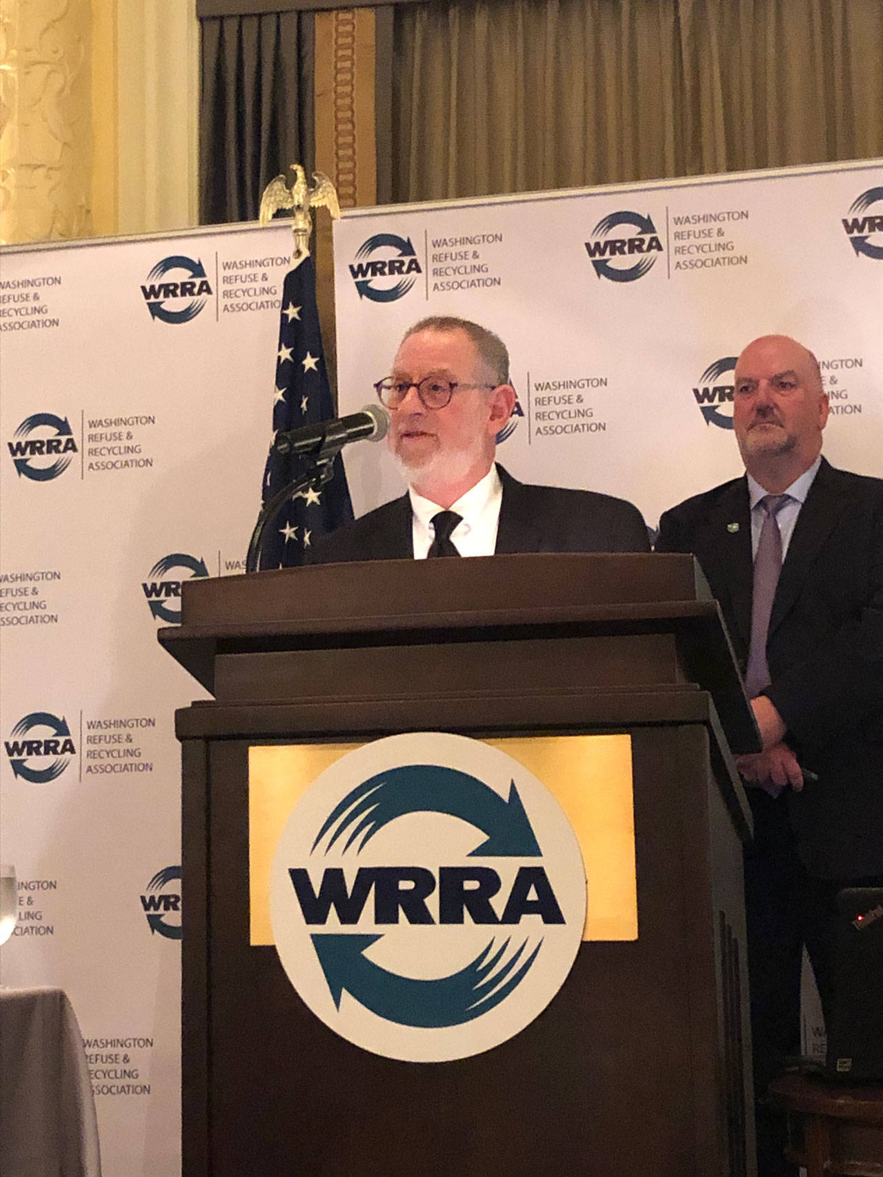 Mike Weinstein receiving his lifetime achievement award. Photo courtesy of Waste Management