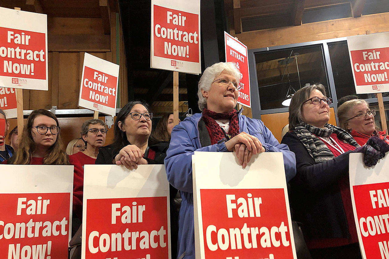 LWESP authorized a strike for a fair contract with competitive and equitable pay Tuesday, Jan. 7. Photo courtesy of Lake Washington Education Support Professionals Facebook page