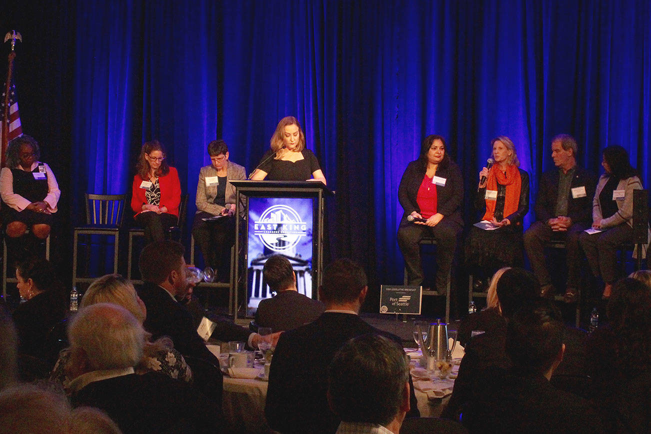 Blake Peterson/staff photo                                From left, Debra Entenman, Tana Senn, Lisa Callan, Brandi Kruse, Manka Dhingra, Patty Kurderer, Roger Goodman and My-Linh Thai at the event.