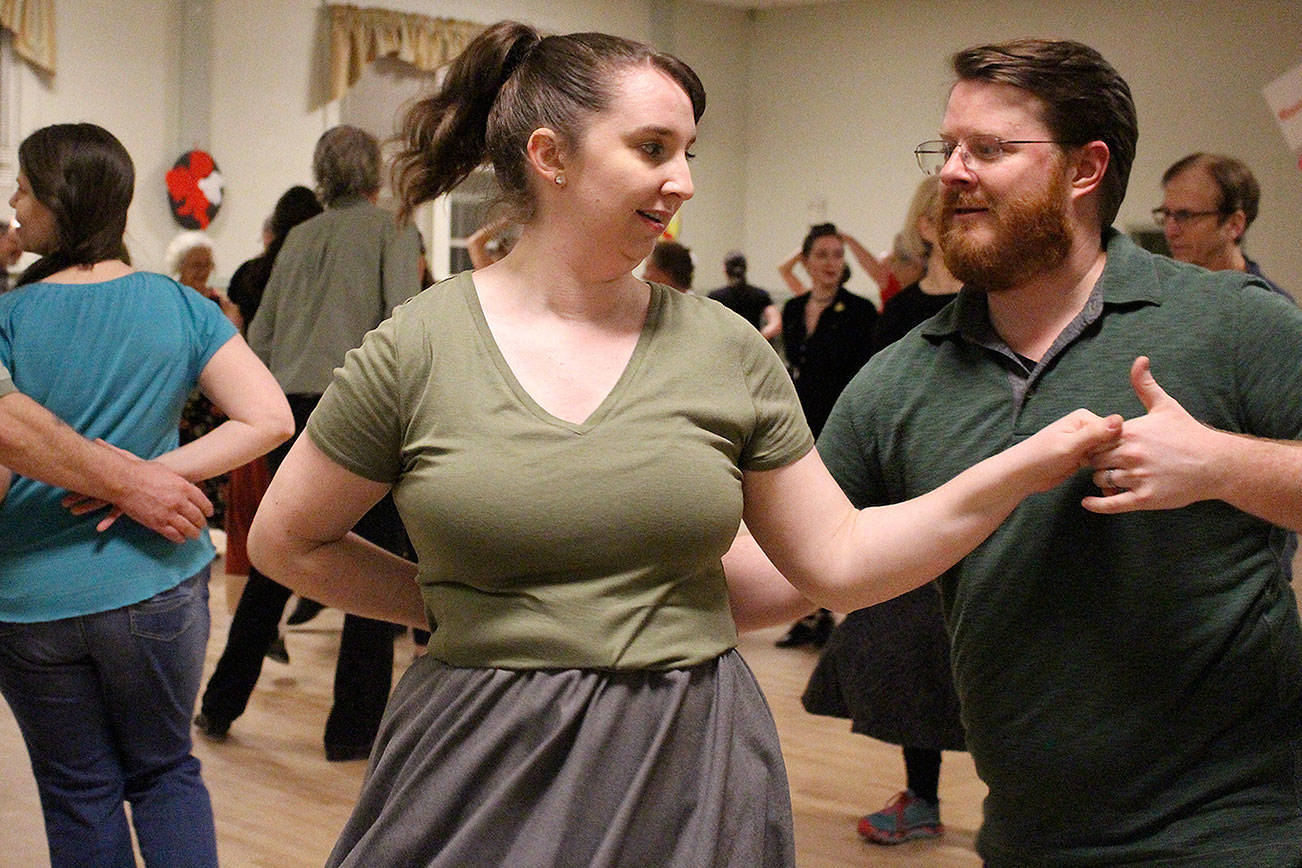 Madison Miller / staff photo                                Melissa Jones-Goetz and her husband, Rich Ralls, returned to contra dancing for the first time in about two years on Feb. 8.