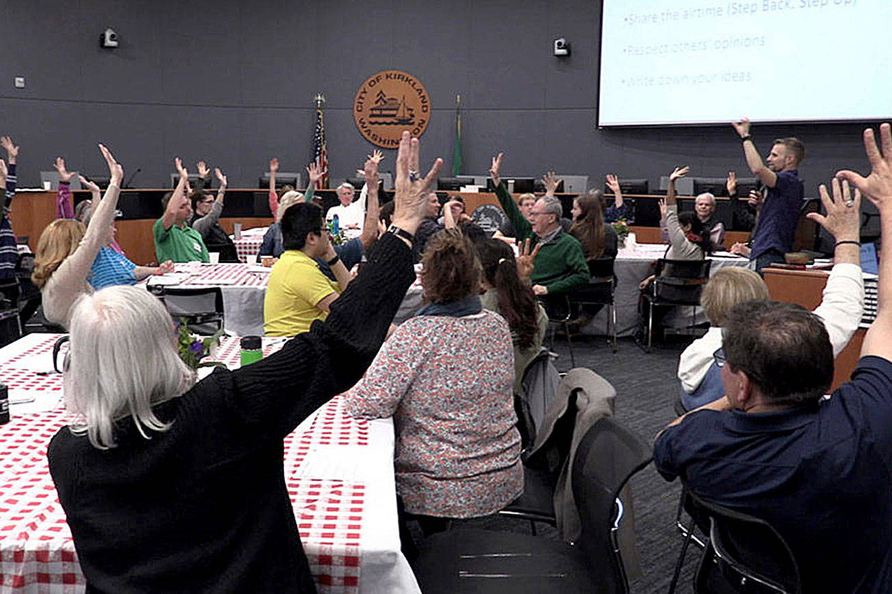 Kirkland residents engaging in the interactive Sustainability Forum on Saturday, June 22. The council reviewed a draft of the Sustainability Master Plan at its Feb. 4 study session. Photo courtesy of city of Kirkland