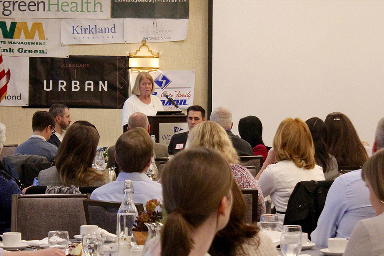 Blake Peterson/staff photo                                 Mayor Penny Sweet gave an address at a Feb. 13 Kirkland Chamber of Commerce luncheon.