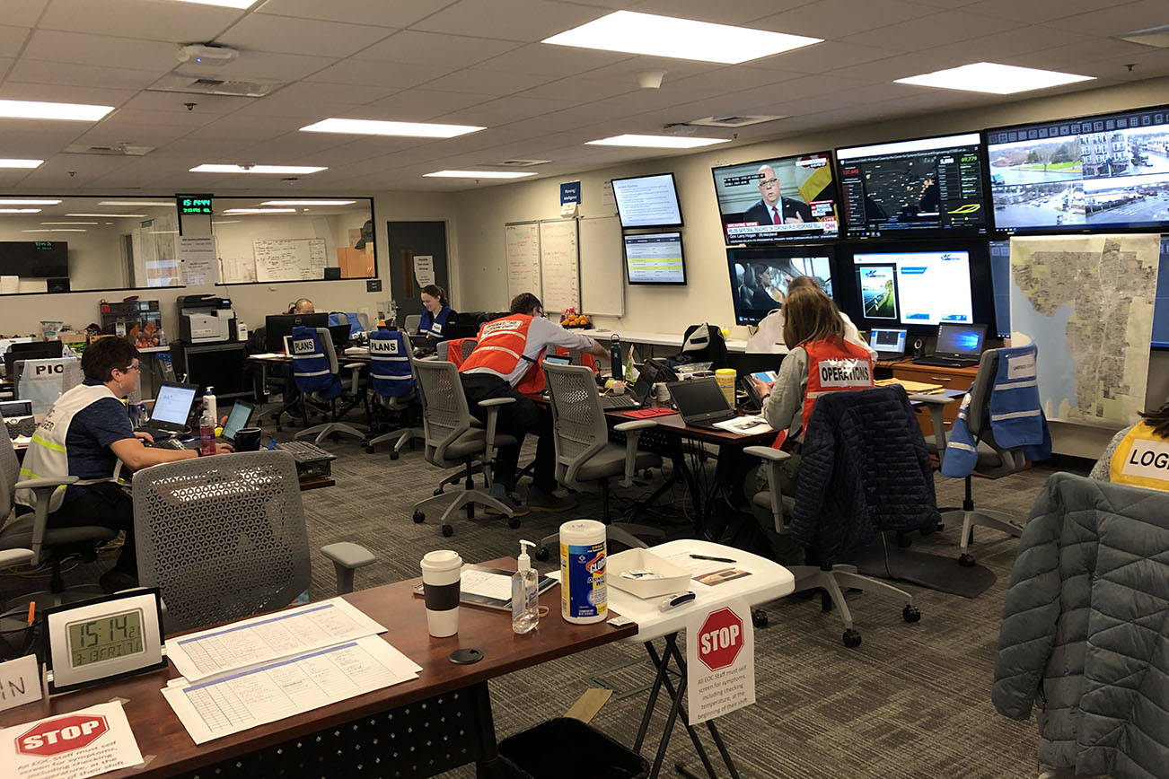 The Emergency Operation Center in Kirkland City Hall on March 13. Mitchell Atencio/ Staff Photo