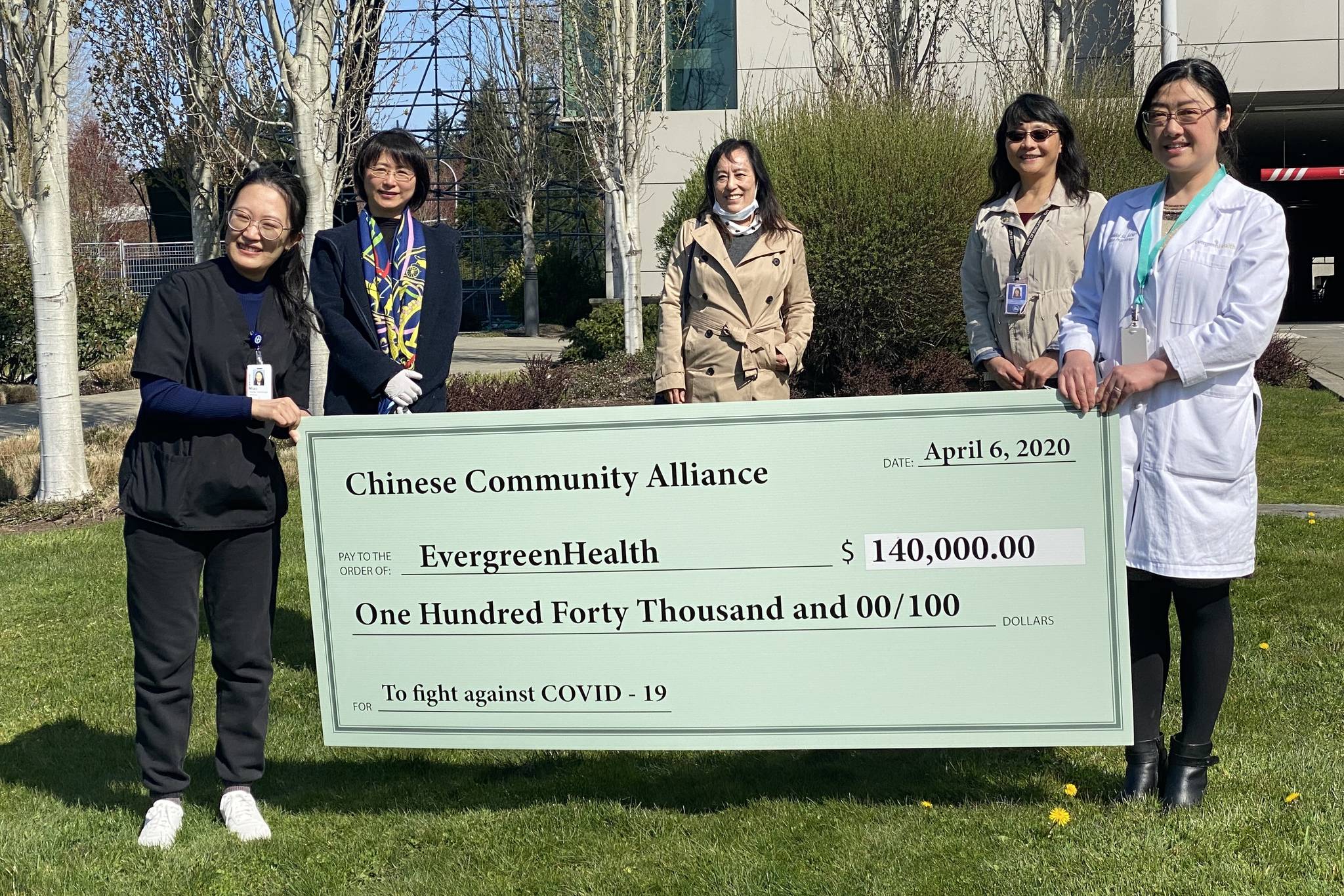 Chinese Community Alliance donates to EvergreenHealth Foundation to support COVID-19 efforts