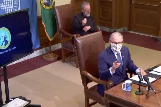 Screenshot from Gov. Jay Inslee’s online address April 29, 2020.