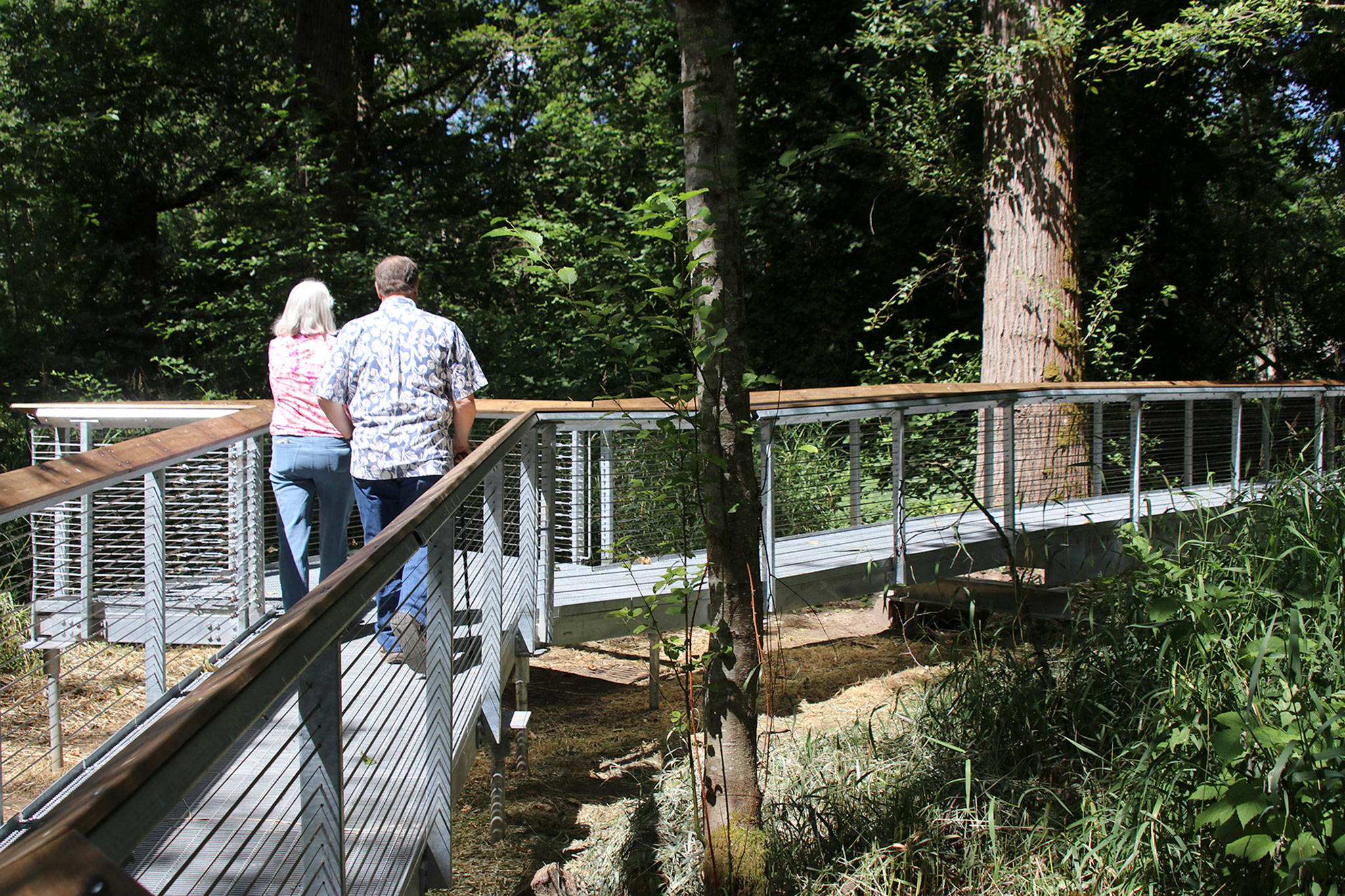 Park goers enjoy the new boardwalks at Edith Moulton Park, which reopened to the public after a renovation last weekend. Photo courtesy of the city of Kirkland