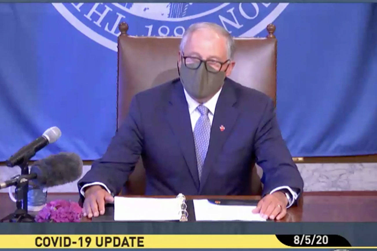 Screenshot from Gov. Jay Inslee’s press conference on Aug. 5, 2020.