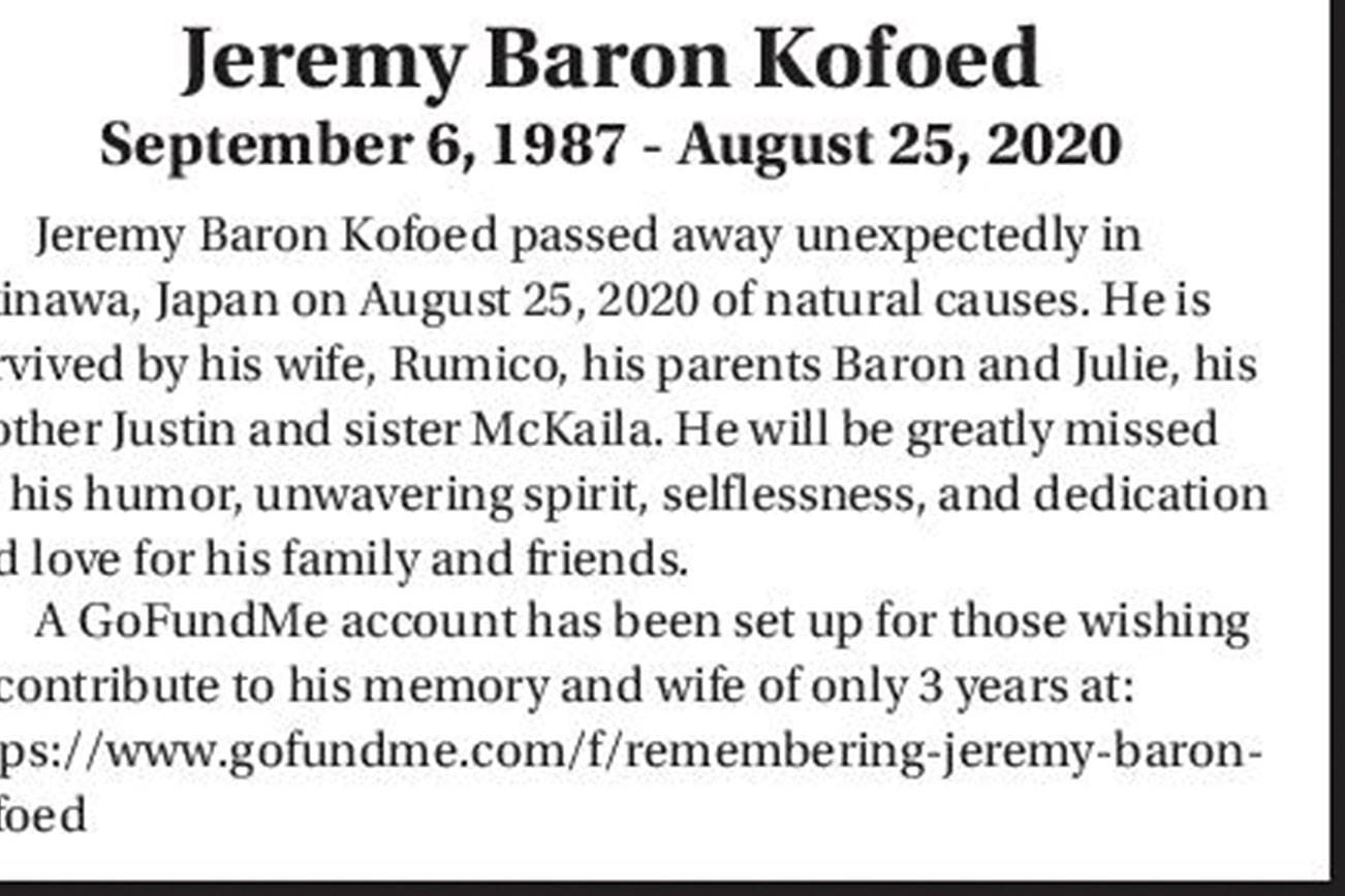 Jeremy Baron Kofoed | Obituary