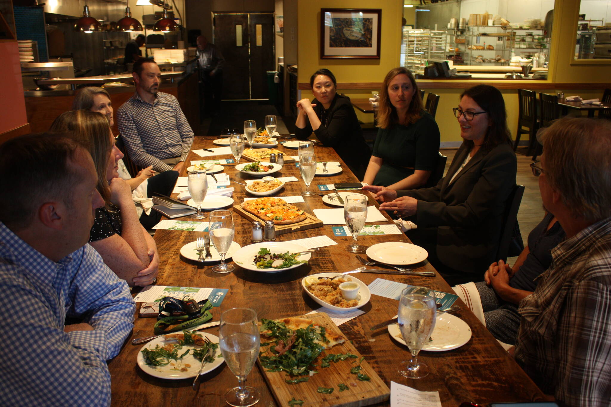 Eastside King County restaurant owners discuss challenges recently with U.S. Rep Suzan DelBene at Pomegranate Bistro in Redmond. (Photo credit: Cameron Sheppard/Sound Publishing)