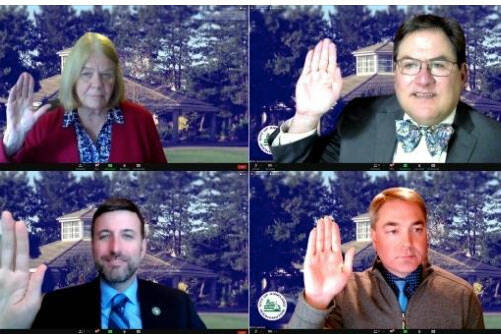 top left: Penny Sweet, top right: Jay Arnold, bottom left: Jon Pascal, bottom right: Neal Black (screenshot from city council meeting)